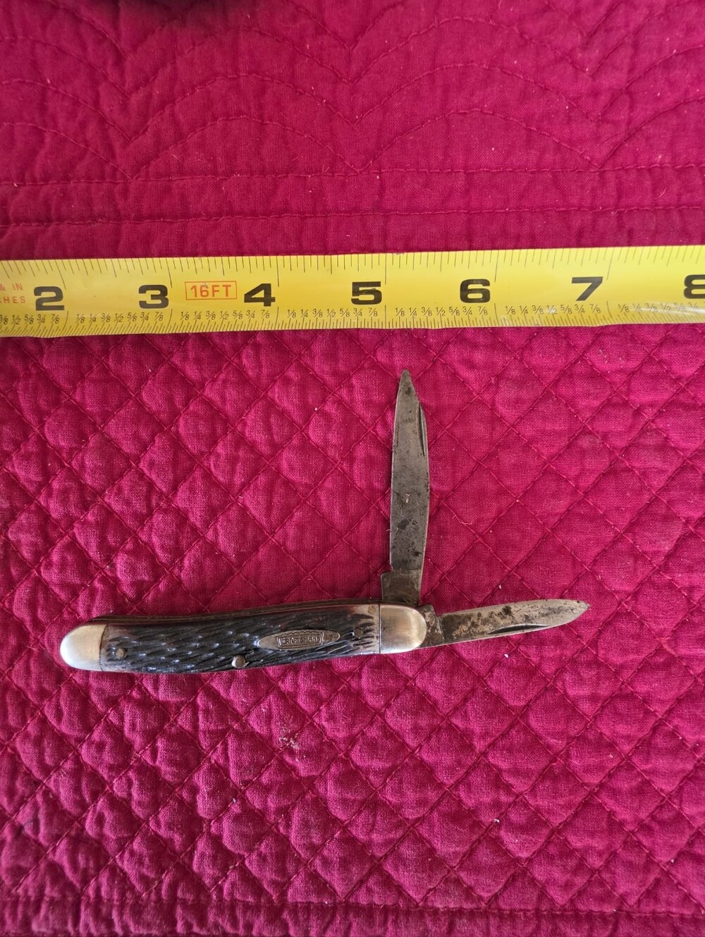 Vintage CRAFTSMAN Two-Blade Pocket Knife - Brown Textured Grip Handle